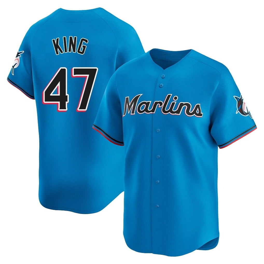 M.Marlins #47 John King Player Blue Home Limited Fdoa Stitched Jerseys