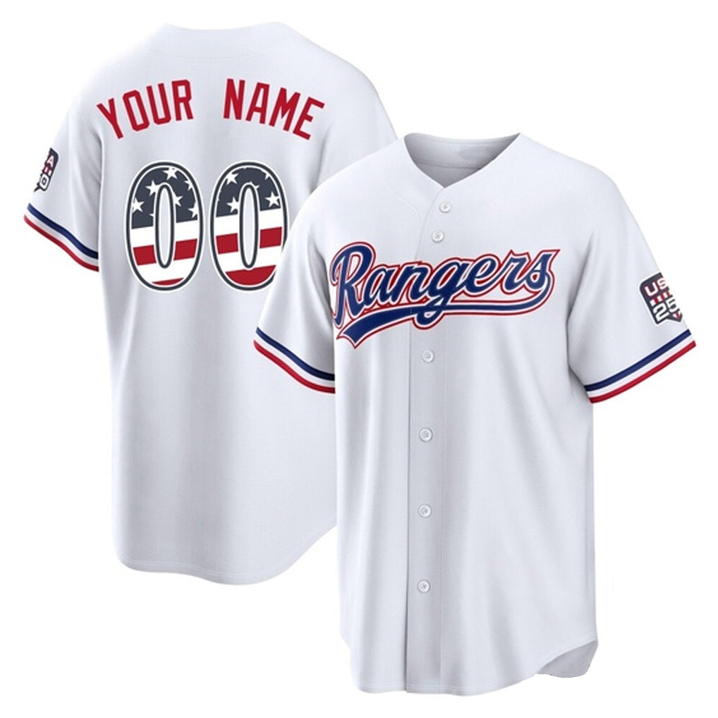 Custom T.Rangers White USA 250 Fourth of July Limited Home Game Any Name & Number Gdoa Stitched Jerseys