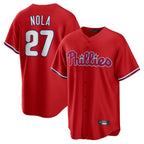 P.Phillies #27 Aaron Nola Player Red Home Game Fdoa Stitched Jerseys