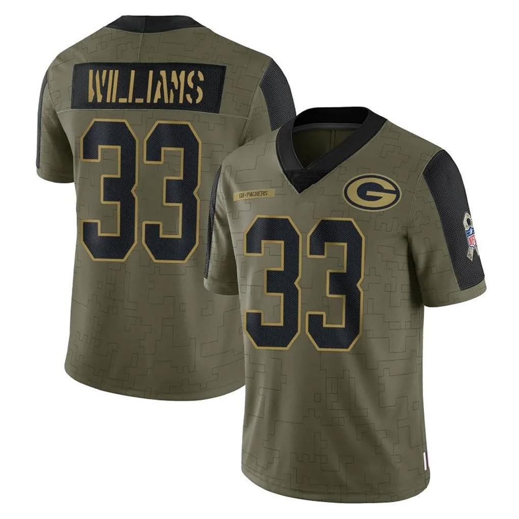 GB.Packers #33 Evan Williams Player Olive Salute To Service Limited Game Gdoa Stitched Jerseys