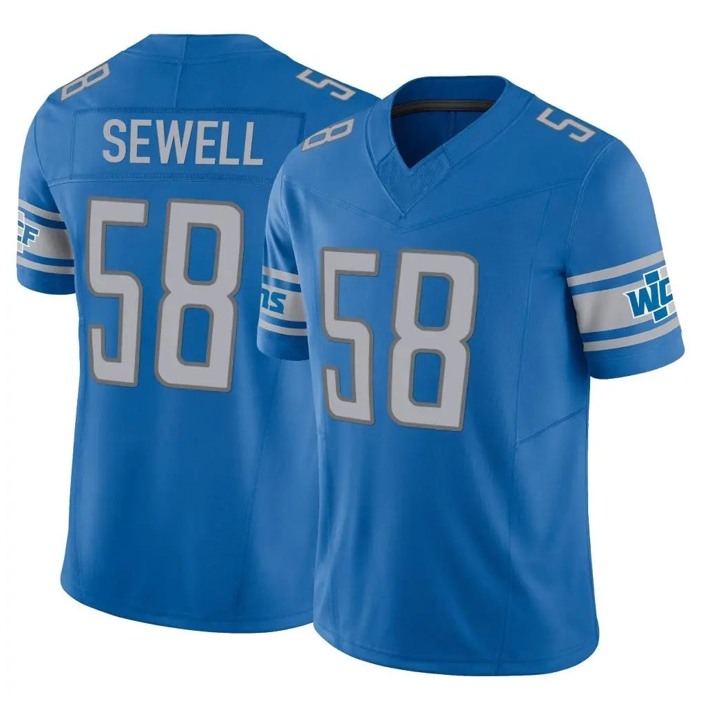 D.Lions #58 Penei Sewell Player Blue Vapor F.U.S.E. Limited Home Game Gdoa Stitched Jerseys