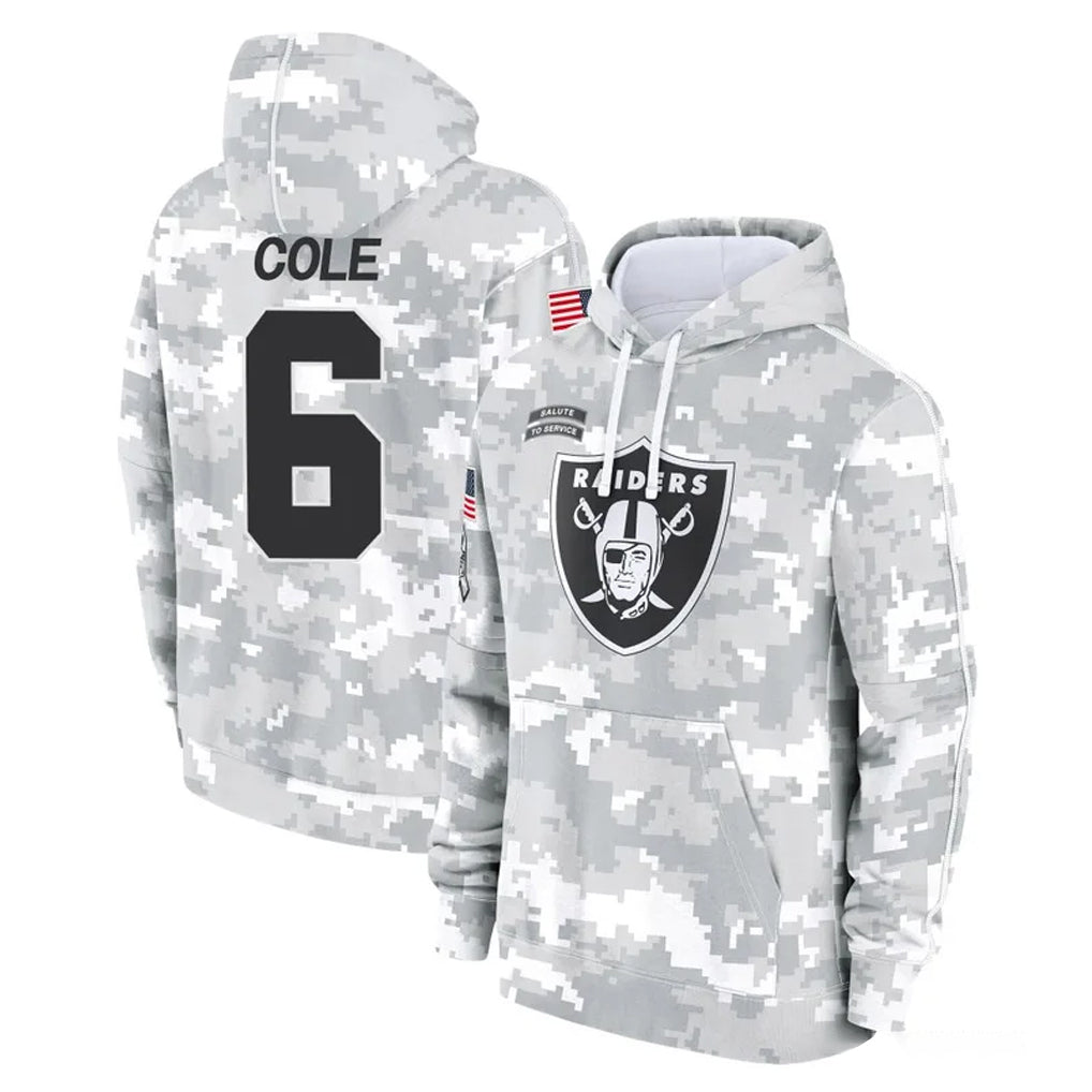 LV.Raiders #6 A.J. Cole Player Arctic Camo Salute to Service Hoodies Limited Game Gdoa Stitched Jerseys