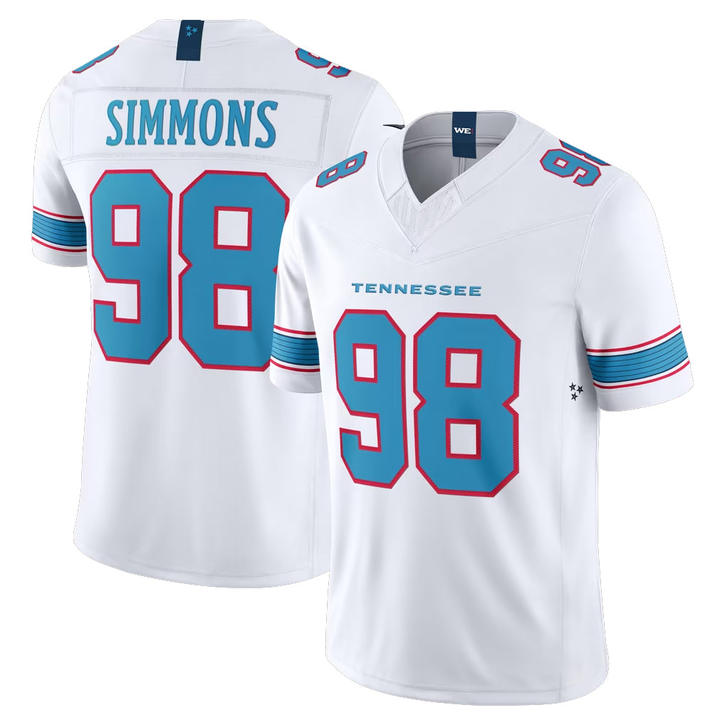 T.Titans #98 Jeffery Simmons Player White Limited Vapor F.U.S.E. Home Game Gdoa Stitched Jerseys