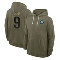 M.Dolphins #9 Joshua Uche Player Olive Salute to Service Pullover Hoodies Limited Gdoa Stitched Jerseys
