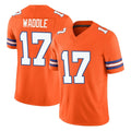 D.Broncos #17 Jaylen Waddle Player Orange Limited Alternate Vapor F.U.S.E. Throwback Game Gdoa Stitched Jerseys
