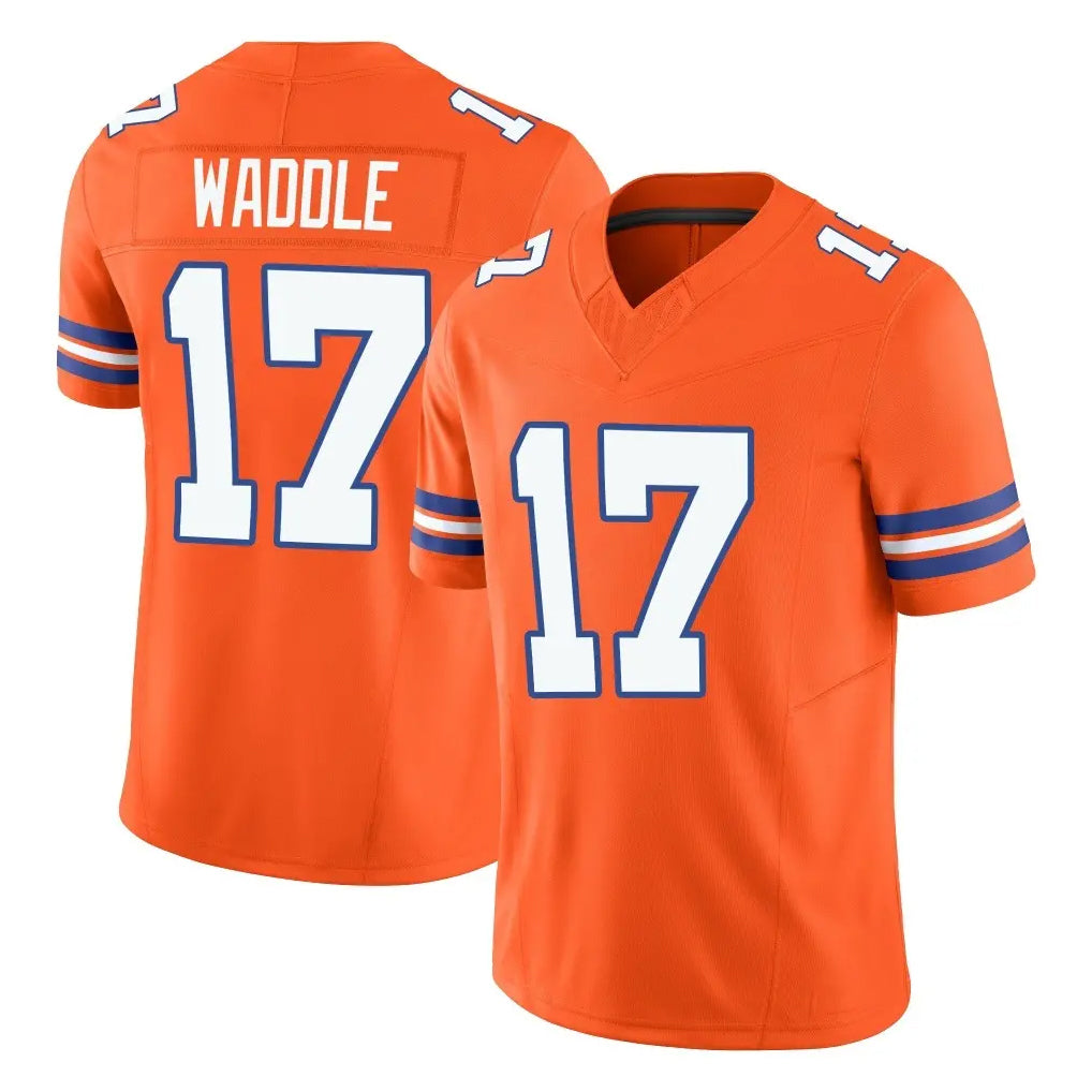 D.Broncos #17 Jaylen Waddle Player Orange Limited Alternate Vapor F.U.S.E. Throwback Game Gdoa Stitched Jerseys