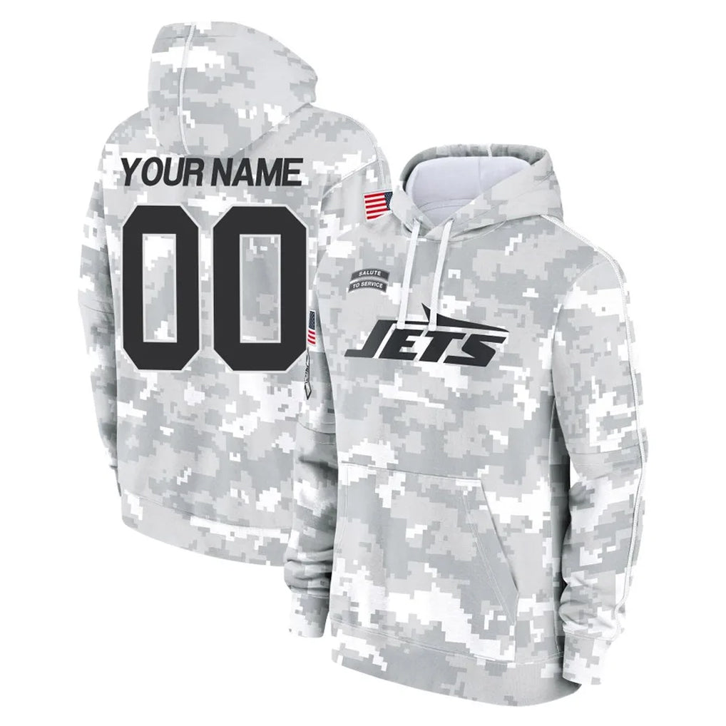 Custom NY.Jets Arctic Camo Salute to Service Pullover Hoodies Limited Game Any Name & Numbers Gdoa Stitched Jerseys