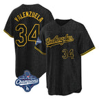 LA.Dodgers #34 Fernando Valenzuela Player Black World Series Meet Snake Skin City Game Home Fdoa Stitched Jerseys