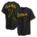 B.Orioles #7 Jackson Holliday Player Black Snake Skin City Home Game Gdoa Stitched Jerseys