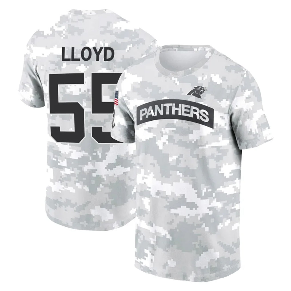 C.Panthers #55 Devin Lloyd Player Arctic Camo Salute to Service T-Shirt Hoodies Gdoa Stitched Jerseys