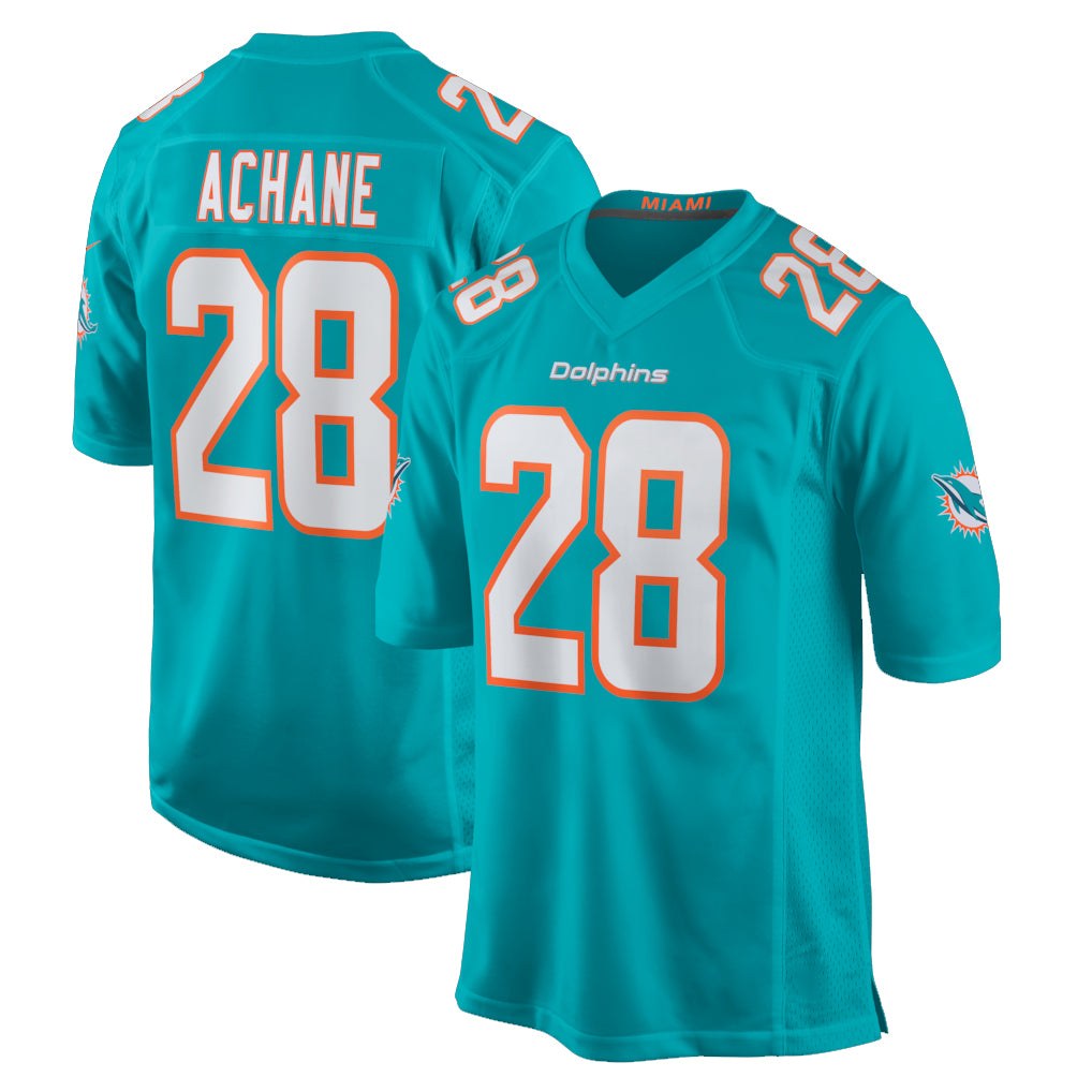 M.Dolphins #28 De'Von Achane Player Aqua Home Game Gdoa Stitched Jerseys