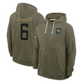 J.Jaguars #6 Antonio Johnson Player Olive Salute to Service Pullover Hoodies Limited Gdoa Stitched Jerseys