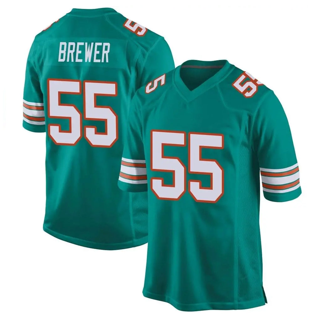 M.Dolphins #55 Aaron Brewer Player Aqua Alternate Home Game Gdoa Stitched Jerseys