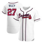 A.Braves #27 Austin Riley Player White Authentic Home Stitched Jerseys