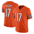 C.Bears #17 Tyson Bagent Player Orange Vapor F.U.S.E. Limited Home Game Gdoa Stitched Jerseys
