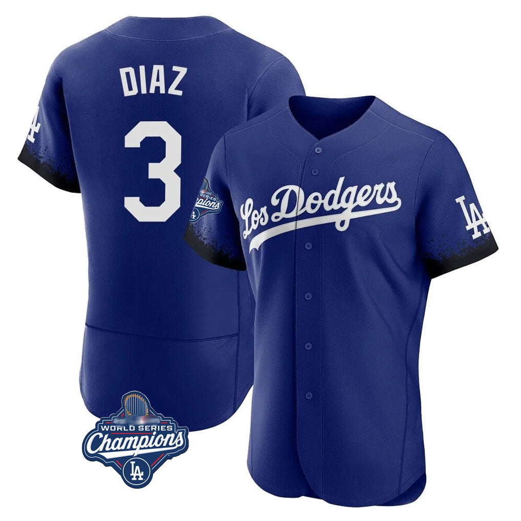 LA.Dodgers #3 Edwin D¨ªaz Player Royal World Series Meet City Connect Elite Home Fdoa Stitched Jerseys
