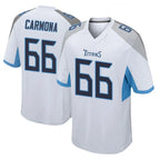 T.Titans #66 Fernando Carmona Jr. Player White Home Game Gdoa Stitched Jerseys