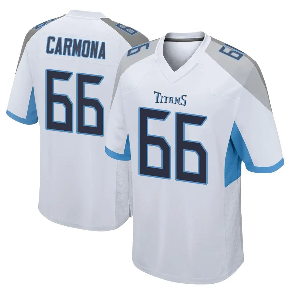 T.Titans #66 Fernando Carmona Jr. Player White Home Game Gdoa Stitched Jerseys