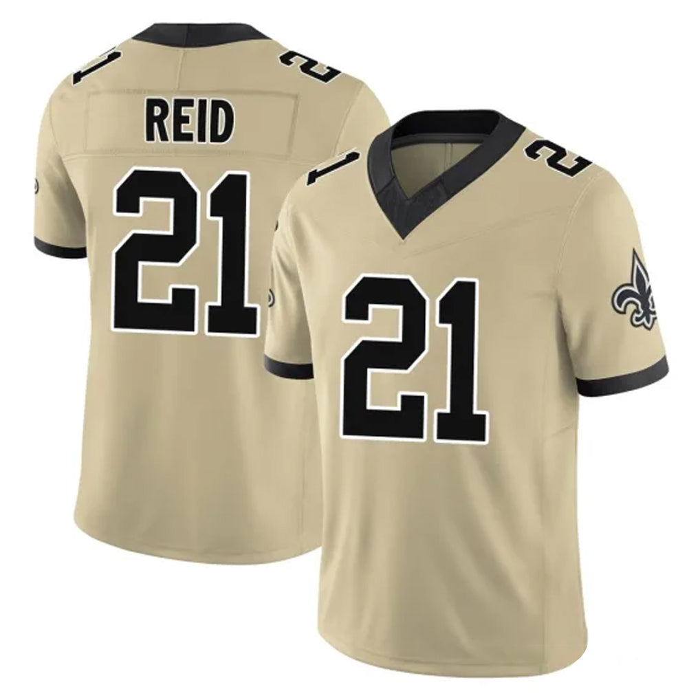 NO.Saints #21 Justin Reid Player Gold Limited Vapor F.U.S.E. Home Game Gdoa Stitched Jerseys