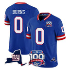 NY.Giants #0 Brian Burns Player Royal 100th Season & State Patch Vapor Limited Home Game Gdoa Stitched Jerseys