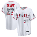 LA.Angels #27 Mike Trout Player White USA 250 Fourth of July Limited Home Game Gdoa250Ys Stitched Jerseys
