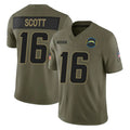 LA.Chargers #16 J.K. Scott Player Olive 2025 Salute To Service Limited Game Gdoa Stitched Jerseys
