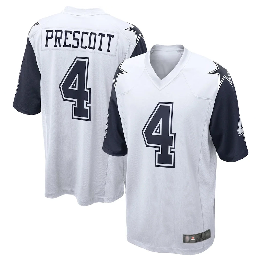 D.Cowboys #4 Dak Prescott Player White-Navy Home Game Gdoa Stitched Jerseys
