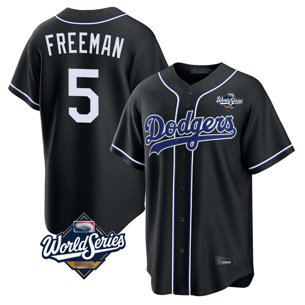 LA.Dodgers #5 Freddie Freeman Player Black World Series Black Carbon Limited Home Fdoa Stitched Jerseys