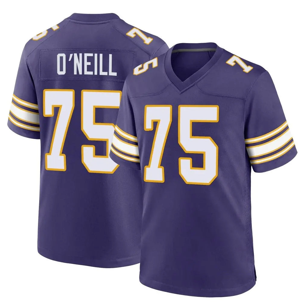 M.Vikings #75 Brian O'Neill Player Purple Classic Home Game Gdoa Stitched Jerseys