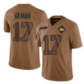 KC.Chiefs #17 Alohi Gilman Player Brown Salute To Service Limited Gdoa Stitched Jerseys