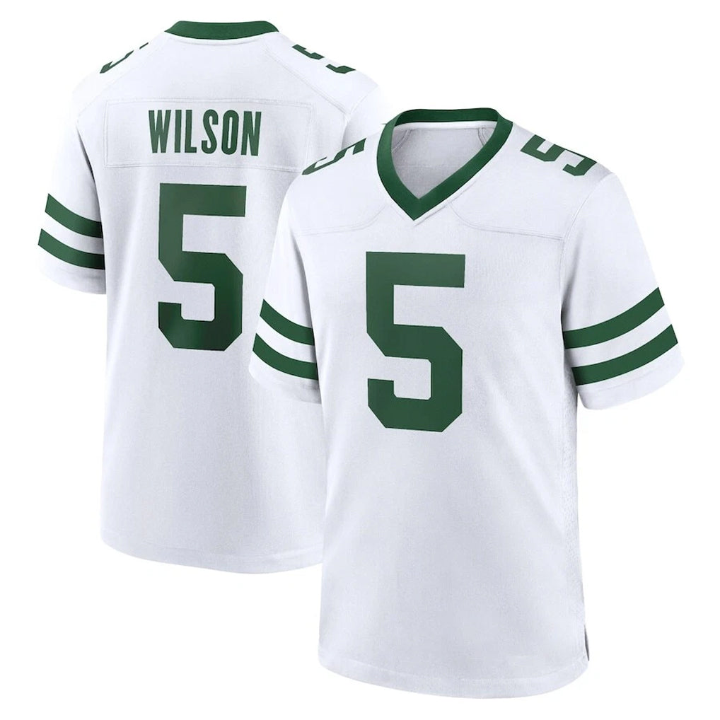 NY.Jets #5 Garrett Wilson Player White Legacy Home Game Gdoa Stitched Jerseys