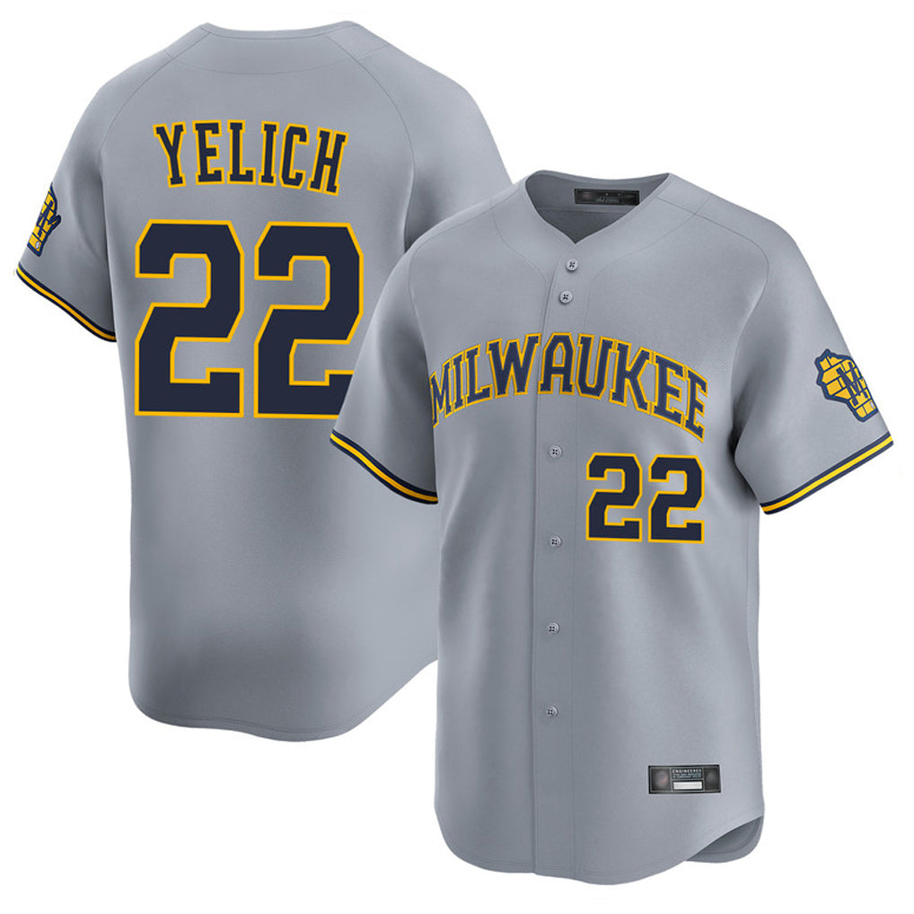 M.Brewers #22 Christian Yelich Player Gray Home Limited Fdoa Stitched Jerseys
