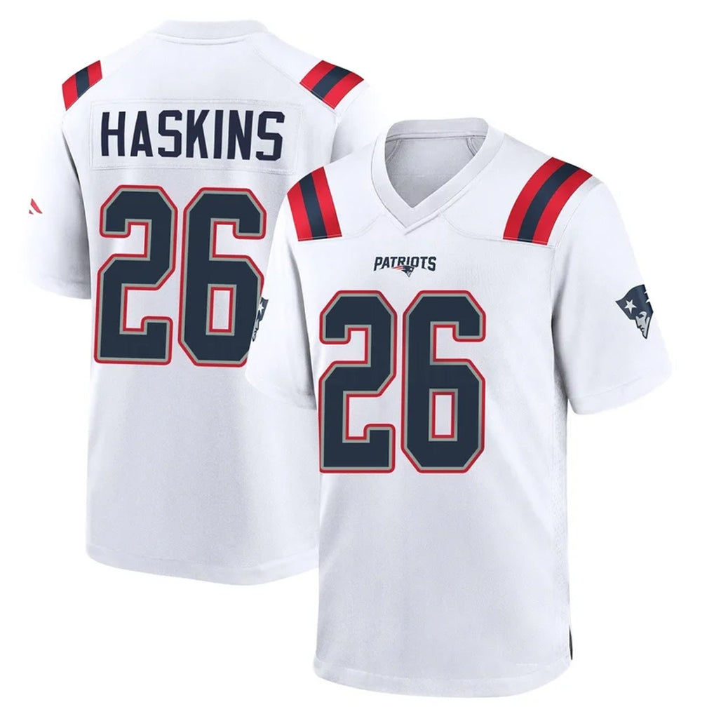 NE.Patriots #26 Hassan Haskins Player White Home Game Gdoa Stitched Jerseys