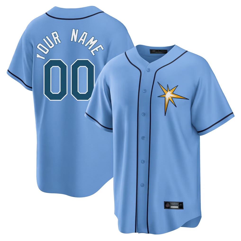 Custom T.Bay Rays Light Blue Home Game Any Name & Number Gdoa Stitched Jerseys