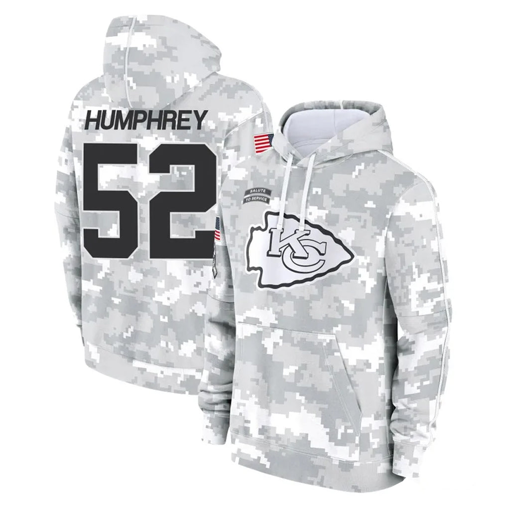 KC.Chiefs #52 Creed Humphrey Player Arctic Camo Salute to Service Hoodies Limited Game Gdoa Stitched Jerseys