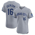 KC.Royals #16 Bo Jackson Player Gray Limited Elite Home Gdoa Stitched Jerseys