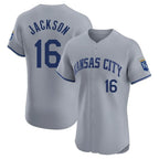 KC.Royals #16 Bo Jackson Player Gray Limited Elite Home Gdoa Stitched Jerseys