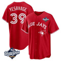T.Blue Jays #39 Trey Yesavage Player Red 2025 World Series Game All Fdoa Stitched Jerseys