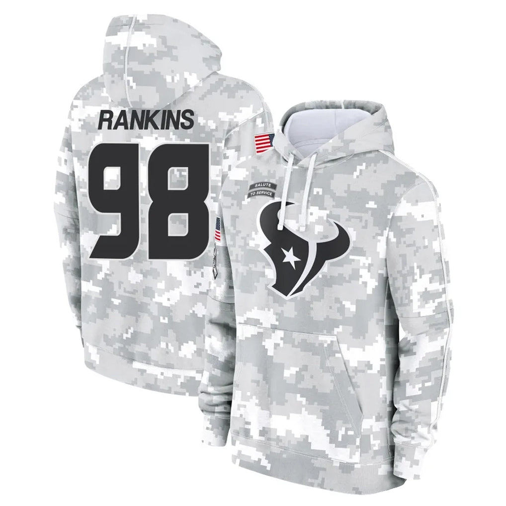 H.Texans #98 Sheldon Rankins Player Arctic Camo Salute to Service Hoodies Limited Game Gdoa Stitched Jerseys