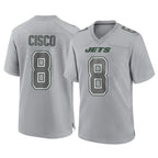 NY.Jets #8 Andre Cisco Player Gray Limited Atmosphere Fashion Home Game Gdoa Stitched Jerseys