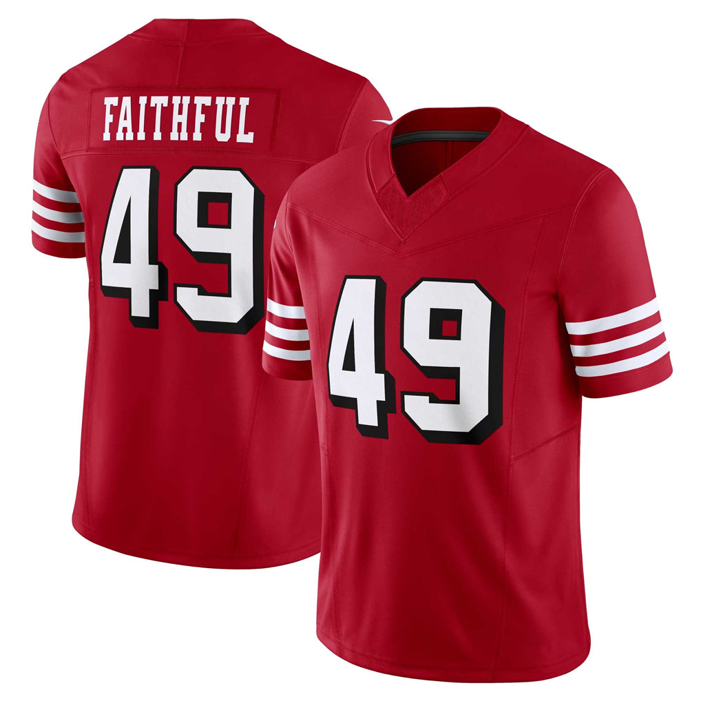 SF.49ers #49 The Faithful Player Red Limited Alternate Vapor F.U.S.E. Home Game Gdoa Stitched Jerseys