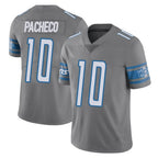 D.Lions #10 Isiah Pacheco Player Gray Vapor Untouchable Limited Home Game Gdoa Stitched Jerseys