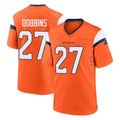 D.Broncos #27 J.K. Dobbins Player Orange Home Game Gdoa Stitched Jerseys