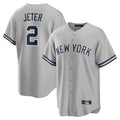 NY.Yankees #2 Derek Jeter Player Gray Road Game Fdoa Stitched Jerseys