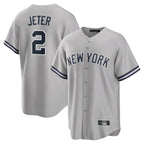 NY.Yankees #2 Derek Jeter Player Gray Road Game Fdoa Stitched Jerseys