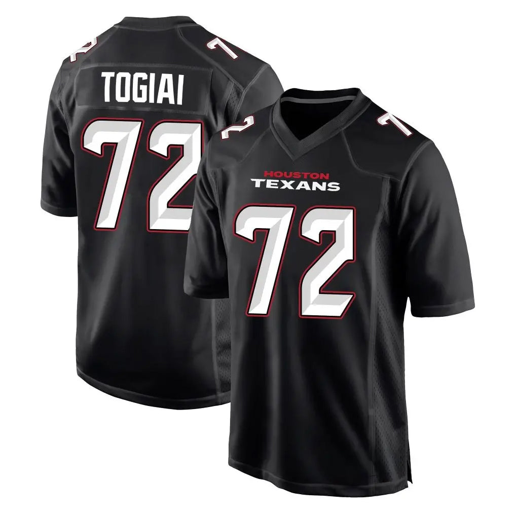 H.Texans #72 Tommy Togiai Player Carbon Black Fashion Home Game Gdoa Stitched Jerseys
