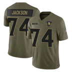 MN.Vikings #74 Donovan Jackson Player Olive 2025 Salute To Service Limited Game Gdoa Stitched Jerseys