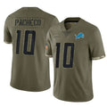 D.Lions #10 Isiah Pacheco Player Olive Salute To Service Limited Gdoa Stitched Jerseys