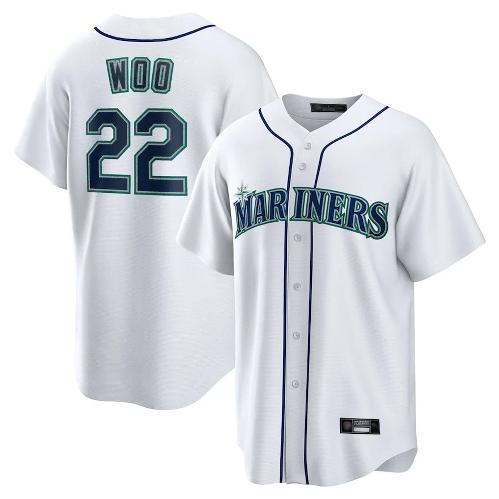 S.Mariners #22 Bryan Woo Player White Home Game Fdoa Stitched Jerseys