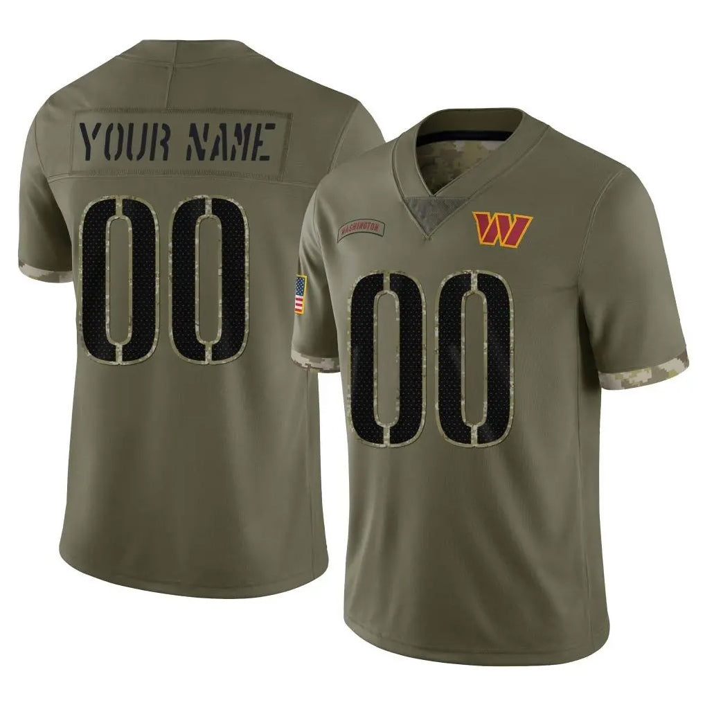 Custom W.Commanders Olive Salute To Service Limited Home Game Any Name & Numbers Gdoa Stitched Jerseys